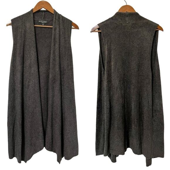 BAREFOOT DREAMS Calypso Vest Size M Brown Bamboo Chic Lite Knit Drape Open Front - Picture 1 of 6
